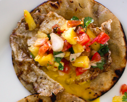 Crispy Egg Breakfast Tacos & Black Garlic Pineapple Salsa