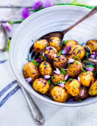 GRILLED POTATO SALAD W/ BLACK GARLIC VINAIGRETTE