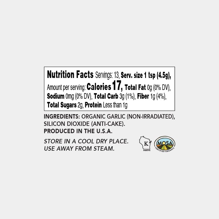 Organic Granulated Black Garlic Powder – 2.1 oz Mini Shaker