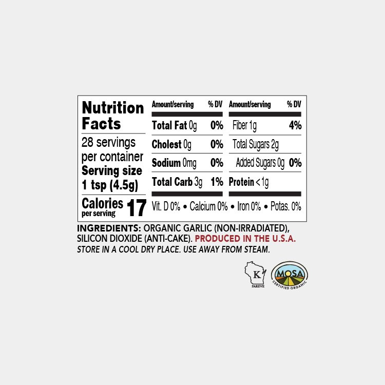 Organic Granulated Black Garlic Powder – 4.5 oz Shaker