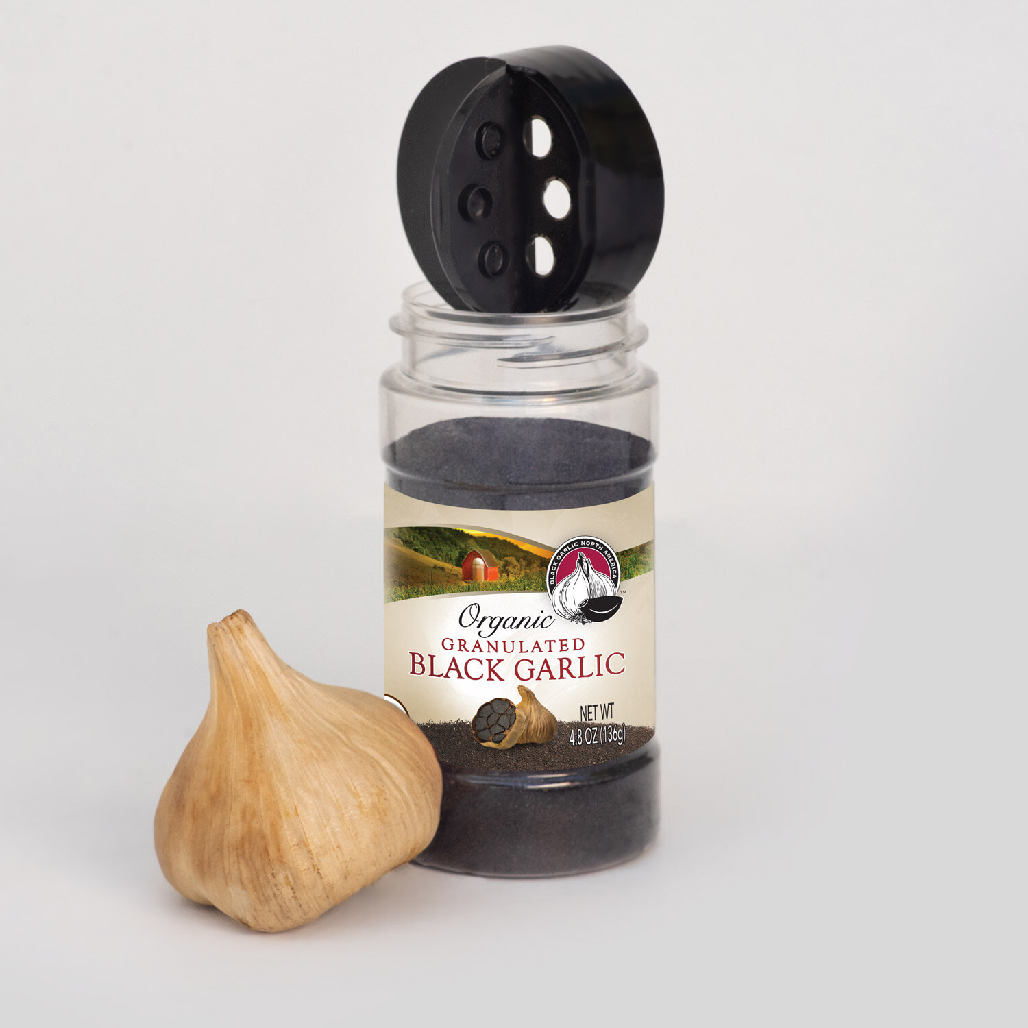 Organic Granulated Black Garlic Powder – 4.5 oz Shaker