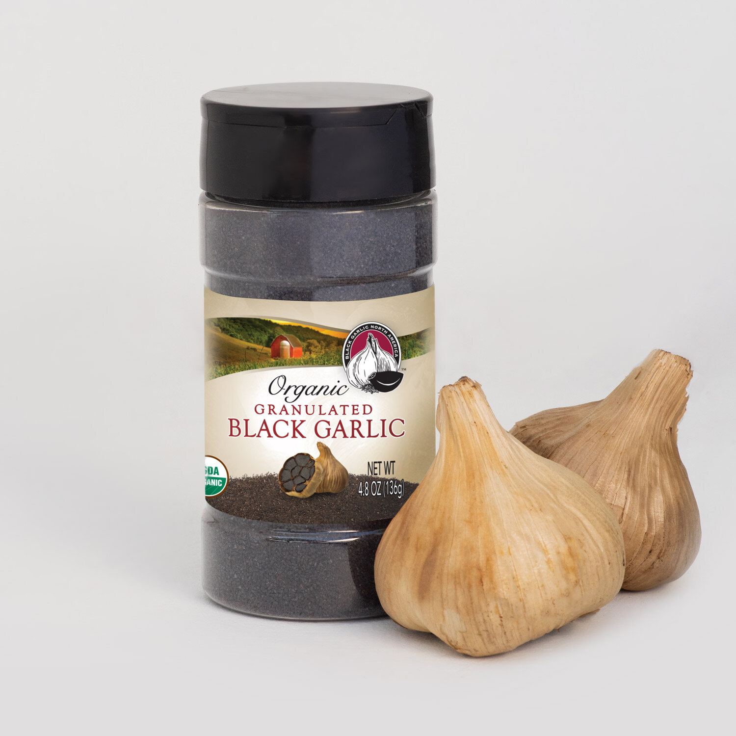 Organic Granulated Black Garlic Powder – 4.5 oz Shaker